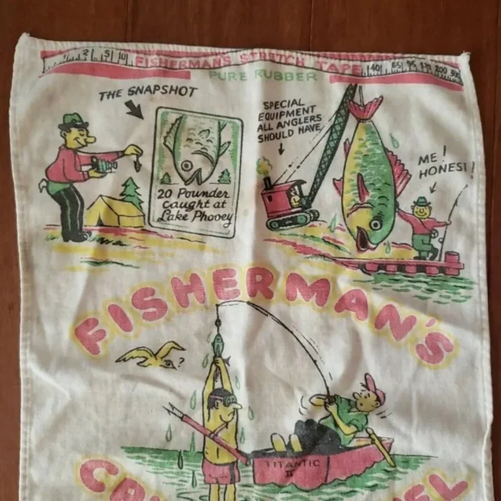 TWO ITEMS: 1950s Fisherman's Crying Towel and 1970s 201 Plans For You booklet - Picture 3 of 7